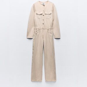 Zara LONG FLOWY JUMPSUIT M